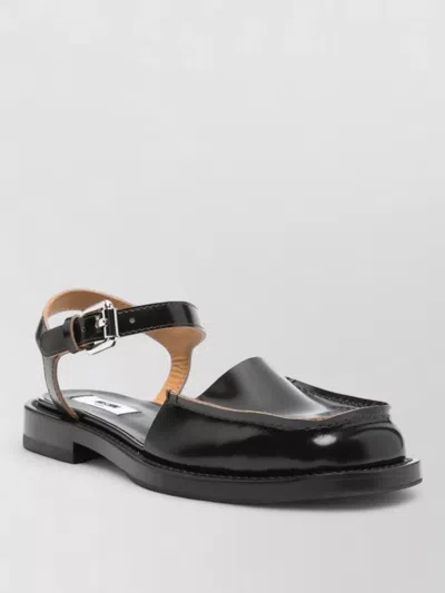 Moschino Loafers Open Design Square Toe Ankle Strap In Purple