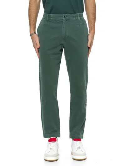 Moschino Log Embroidered Tapered Slim In Verde