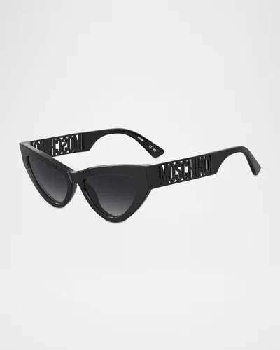 Moschino Logo Acetate Cat-eye Sunglasses In Black