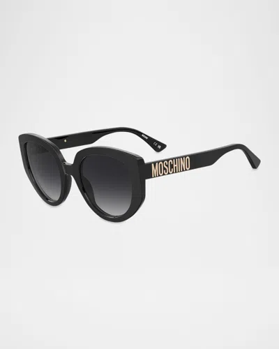 Moschino Logo Acetate Cat-eye Sunglasses In Black