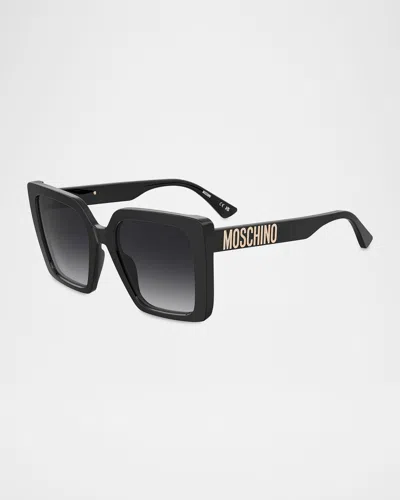 Moschino Logo Acetate Square Sunglasses In Black