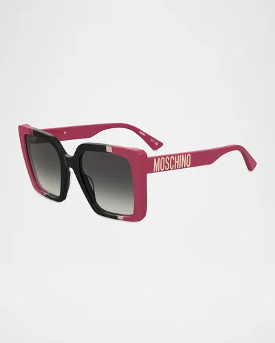 Moschino Logo Acetate Square Sunglasses In Pink