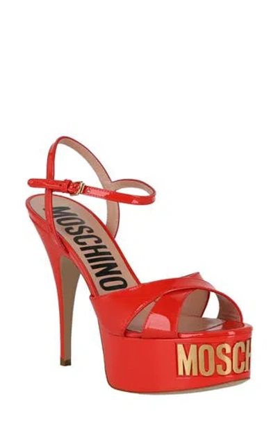 MOSCHINO MOSCHINO LOGO ANKLE STRAP PLATFORM SANDAL