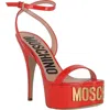 Moschino Logo-letter Patent Leather Platform Pump In Orange