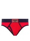 Moschino Logo-appliqué Briefs In Red