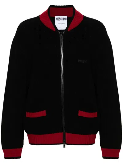 Moschino Crewneck Sweater Heart Intarsia In Black