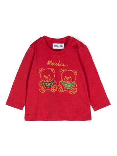 Moschino Babies' Sweatshirt Mit Logo-applikation In Red