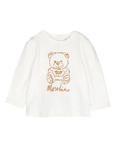 Moschino Babies' Logo-appliqué Cotton T-shirt In White