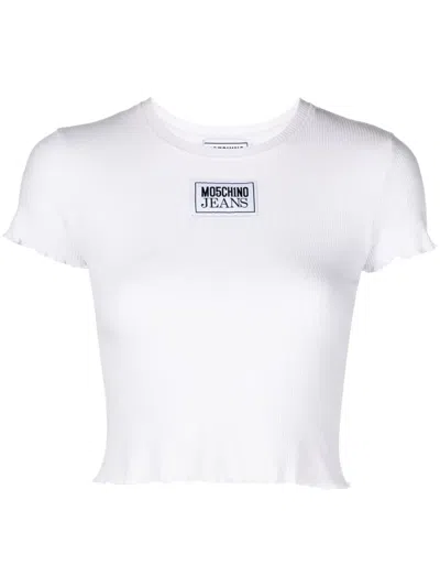 MOSCHINO LOGO-APPLIQUÉ CROPPED T-SHIRT