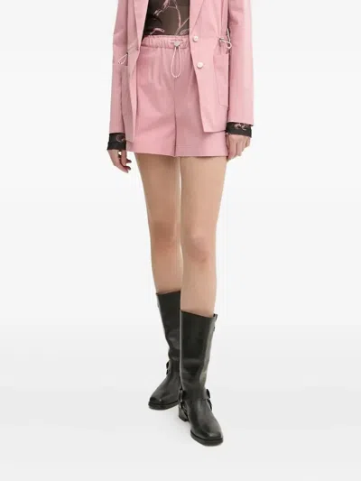 Moschino Logo-appliqué Drawstring Shorts In Pink
