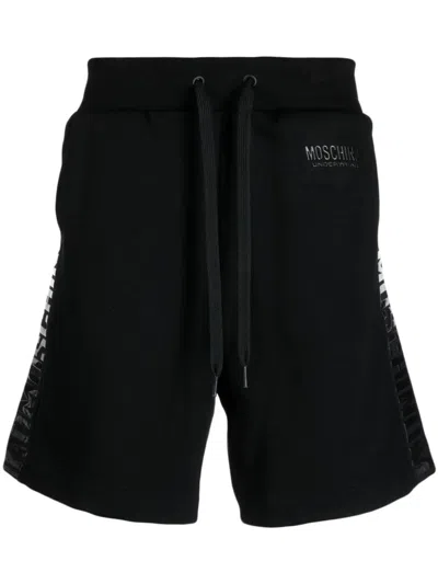 Moschino Logo-appliqué Drawstring-waist Shorts In Black