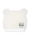Moschino Logo-appliqué Faux-shearling Beanie In White