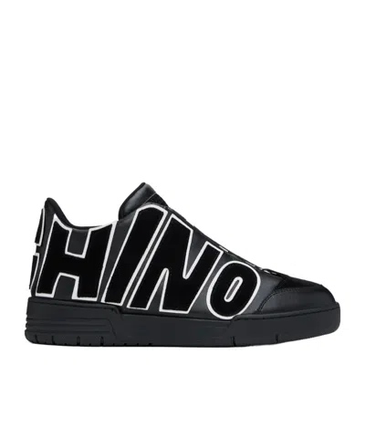 Moschino Logo-appliqué Leather Sneakers