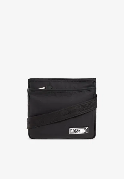 Moschino Black Logo Patch Messenger Bag