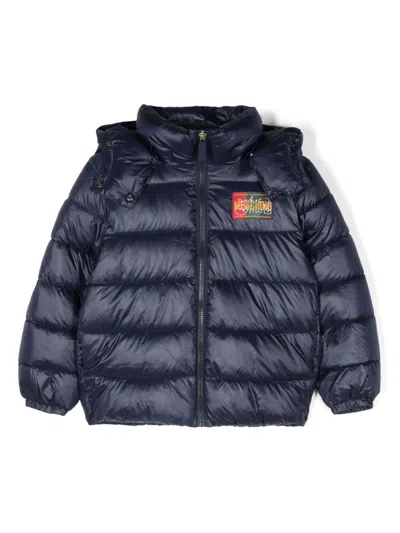 Moschino Kids' Logo-appliqué Puffer Jacker In Blue