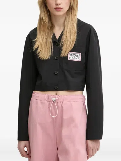Moschino Logo-appliqué Shirt In Black