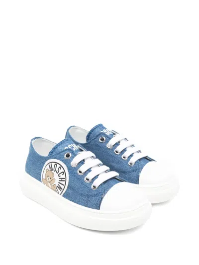 Moschino Logo-appliqué Sneakers In Blue