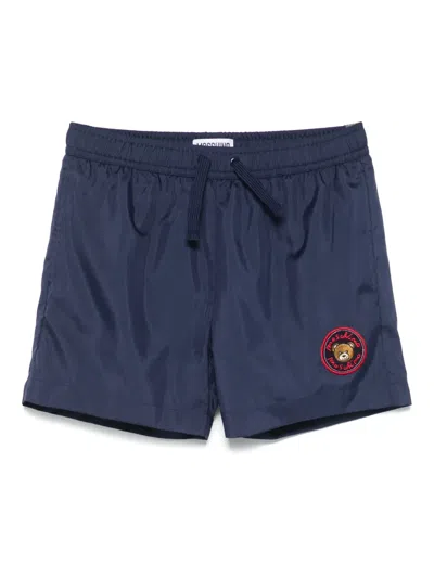 Moschino Kids' Logo-appliqué Swim Shorts In Blue