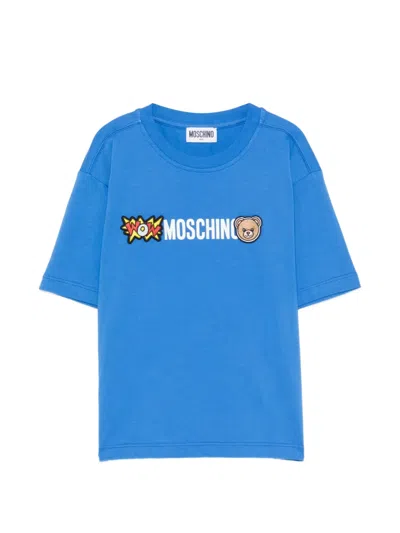 Moschino Kids' Logo-appliqué T-shirt In Blue