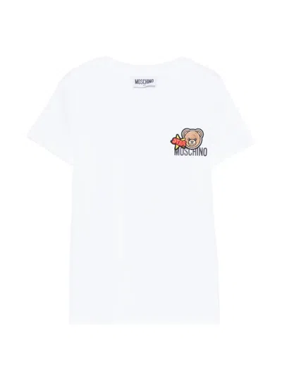 Moschino Kids' Logo-appliqué T-shirt In White