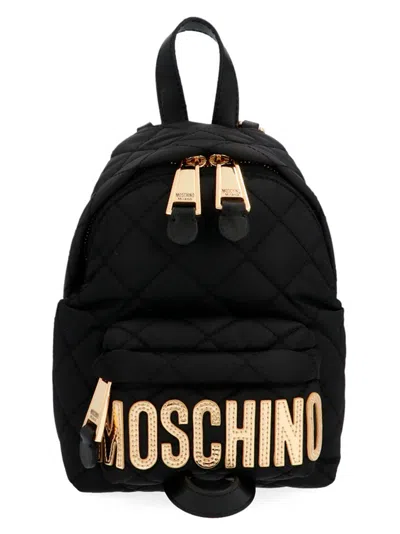 Moschino Logo Backpack In 黑色的