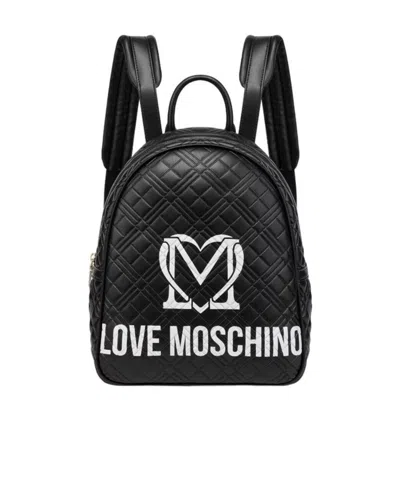 Moschino Logo Backpack In Black
