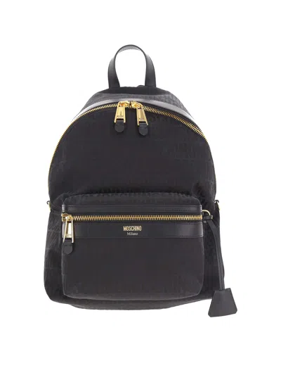 Moschino Logo Backpack In Gray
