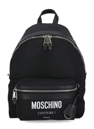 Moschino Logo Backpack In Black