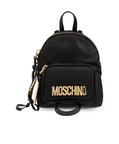 Moschino Logo Backpack In Black