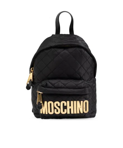 Moschino Logo Backpack In Black
