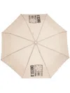 Moschino Logo-barcode-print Compact Umbrella In Neutrals