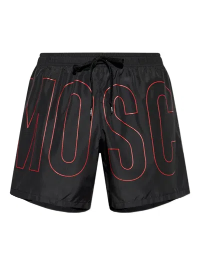 Moschino Logo Beachwear In Black