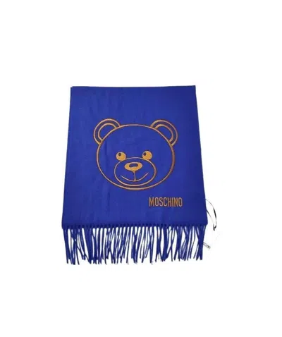 Moschino Logo Bear Scarf In Blue