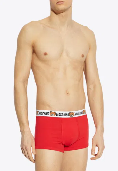 Moschino Logo Bear Waistband Boxer Shorts - Set Of 2 In Red