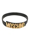 Moschino Logo-plaque Leather Belt In Black