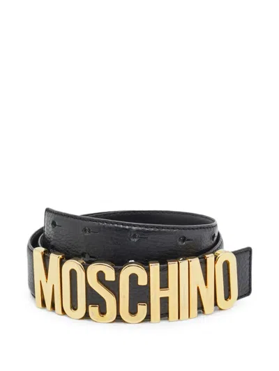 Pre-owned Moschino Logo Belt In Black