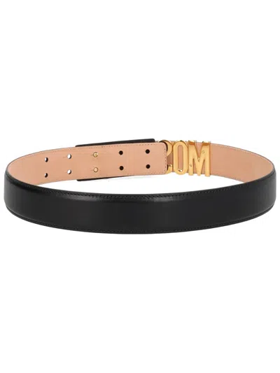 Moschino Logo Belt In Black