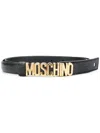 Moschino Adjustable Logo Embossed Belt In Black