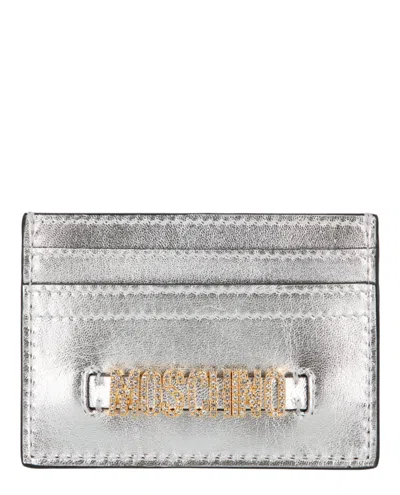 Moschino Logo Belt Crystal-embellished Card Holder In Multi