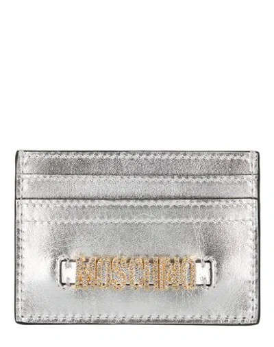 Moschino Logo Belt Crystal-embellished Card Holder Woman Document Holder Silver Size - Polyolefin
