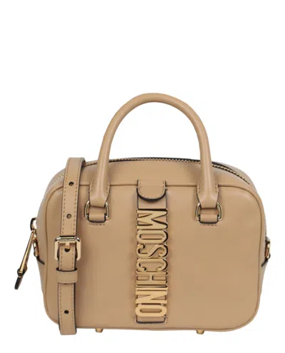 Moschino Logo Belt Leather Crossbody Bag In Brown