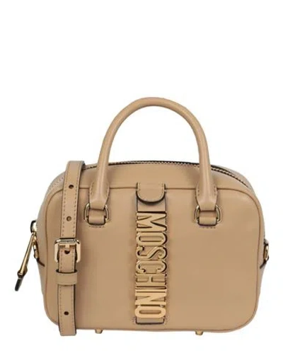 Moschino Logo Belt Leather Crossbody Bag Woman Cross-body Bag Beige Size - Calfskin