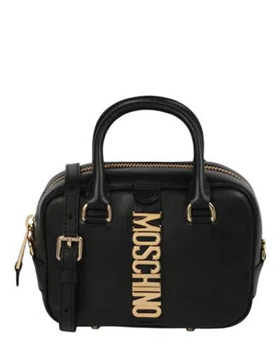 Moschino Logo Belt Leather Crossbody Bag Woman Cross-body Bag Black Size - Calfskin