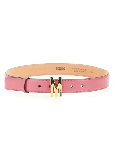 Moschino Logo Belt M In Pink