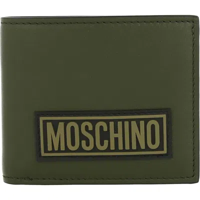 Moschino Logo Bifold Wallet In Green