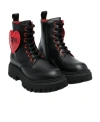 Moschino Heart-patch Combat Boots In Black