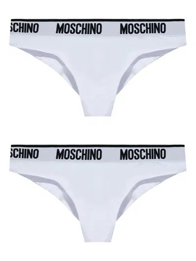Moschino Logo Briefs (set Of Two) In White