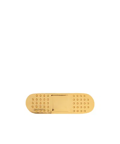 Moschino Logo Brooch In Gold
