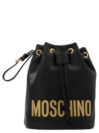 Moschino Logo Bucket Bag In 黑色的