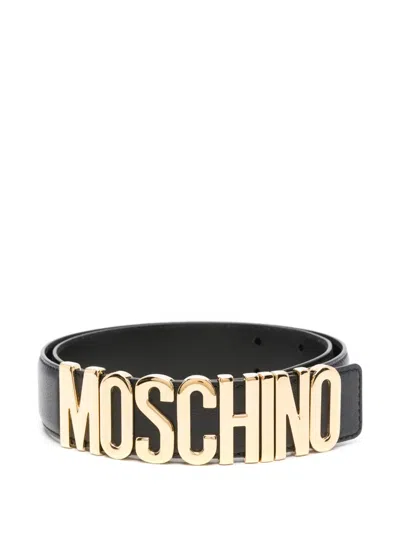 Moschino Logo-buckle Belt In Black